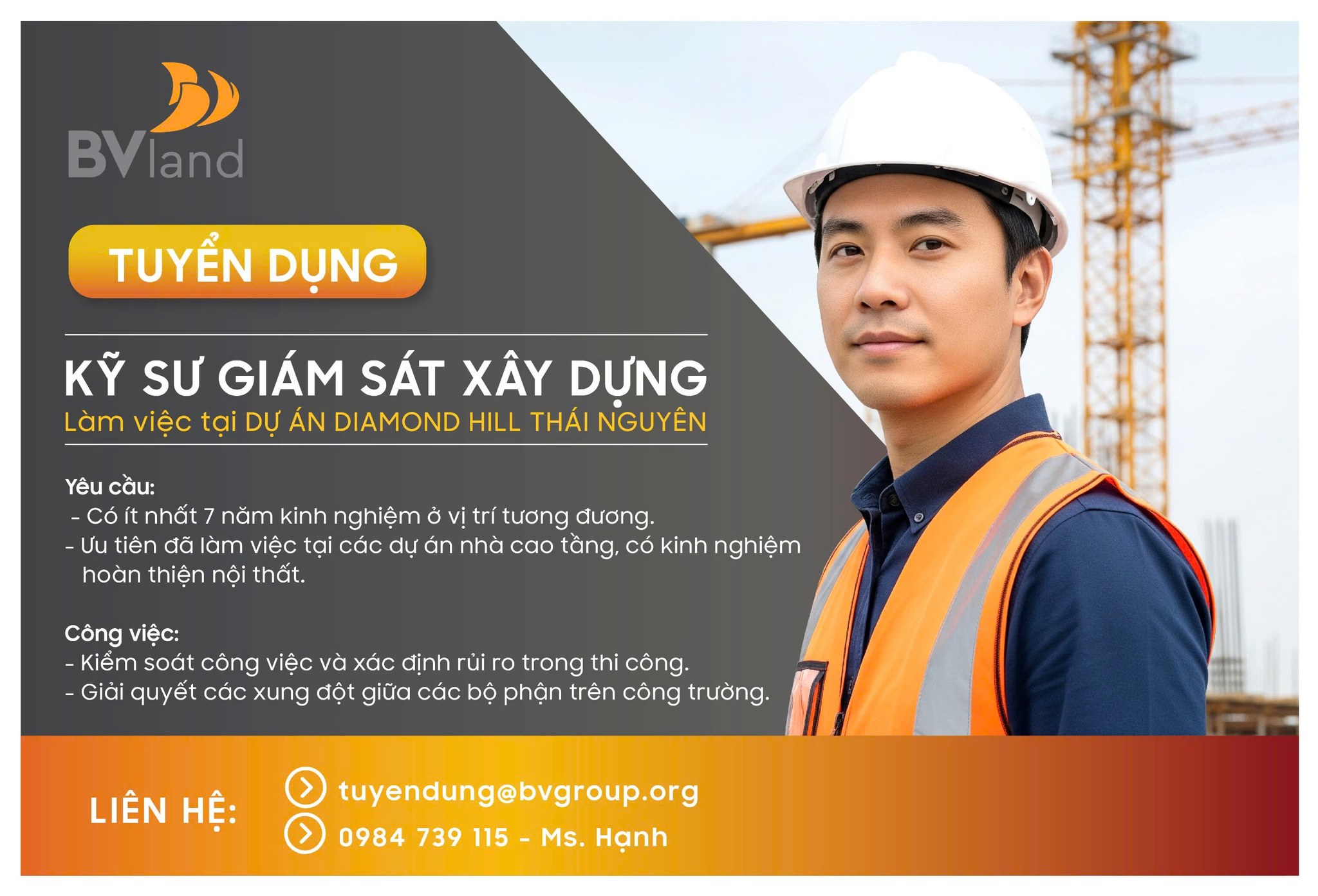 TUYỂN DỤNG KỸ SƯ GIÁM SÁT THI CÔNG
