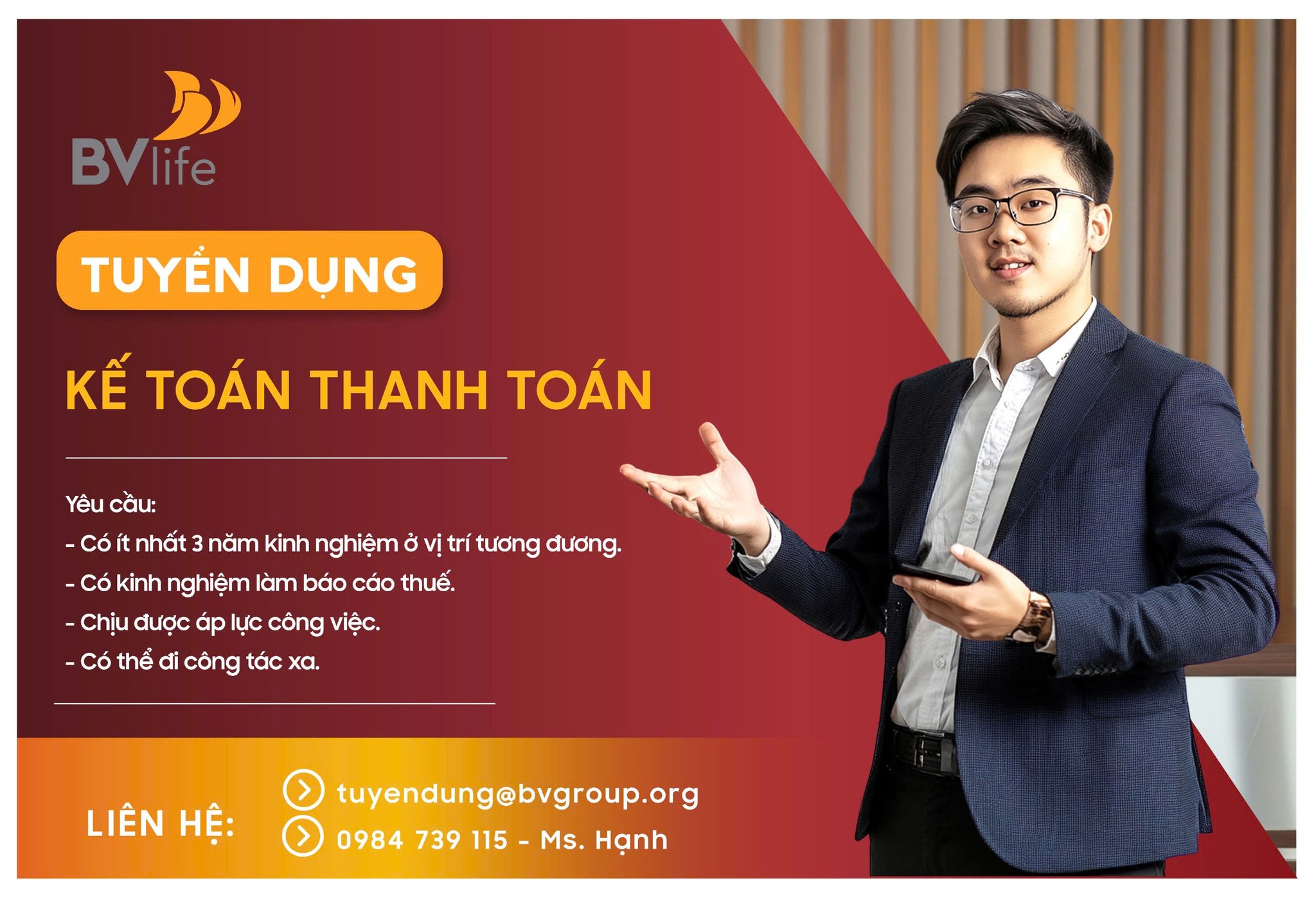 TUYỂN DỤNG VỊ TRÍ KẾ TOÁN THANH TOÁN