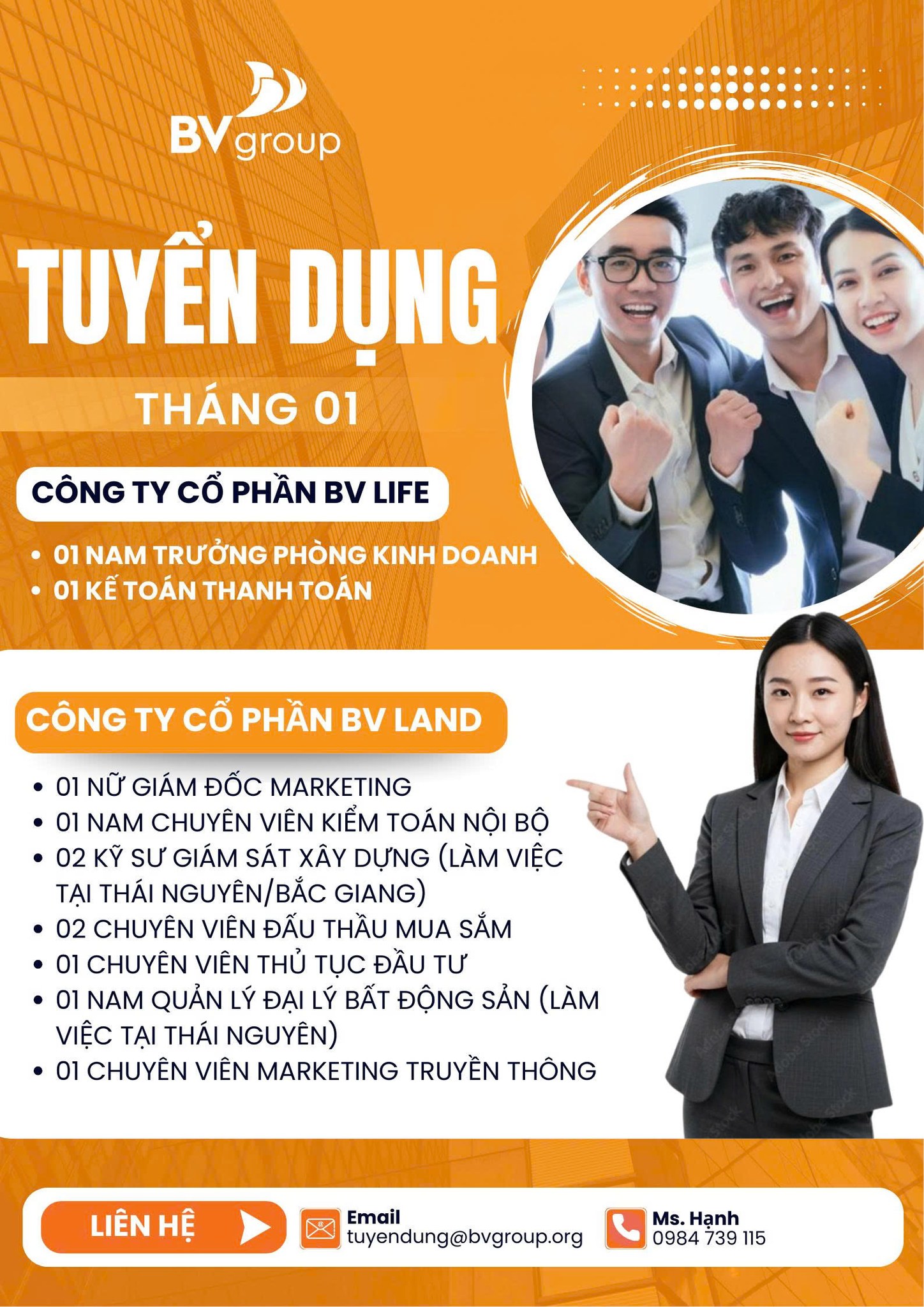 Tập đoàn Bách Việt tìm kiếm những cộng sự muốn gia nhập vào đại gia đình BVG với các vị trí tuyển dụng như sau