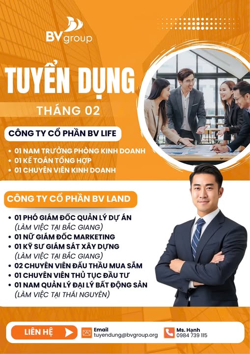 TUYỂN DỤNG CÁC VỊ TRÍ THÁNG 02