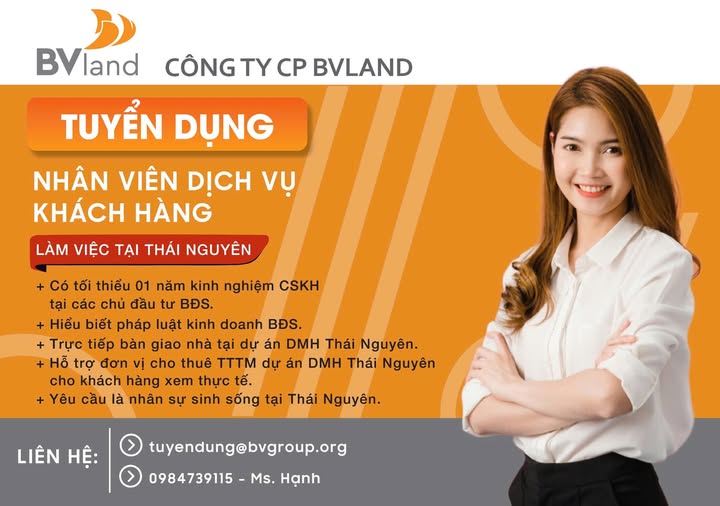 Tuyển Dụng Nhân viên Dịch vụ khách hàng làm việc tại Thái Nguyên