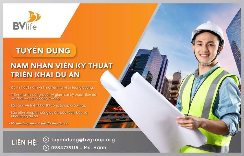 Công ty Cổ phần BVlife thuộc Tập đoàn Bách Việt tuyển dụng Nam nhân viên kỹ thuật triển khai dự án