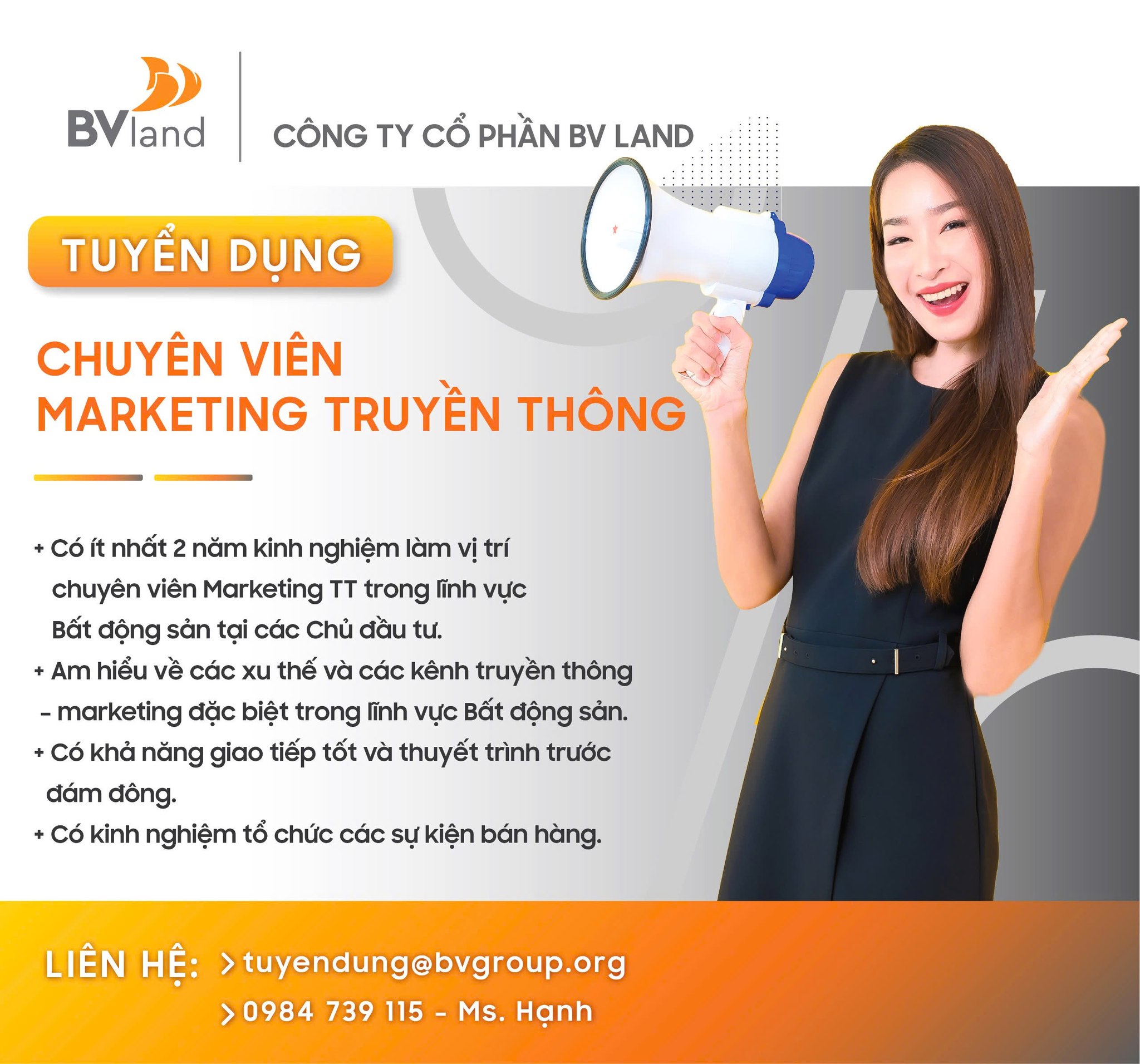 BV Land đang cần tuyển vị trí Chuyên viên Marketing truyền thông cho các dự án Bất động sản